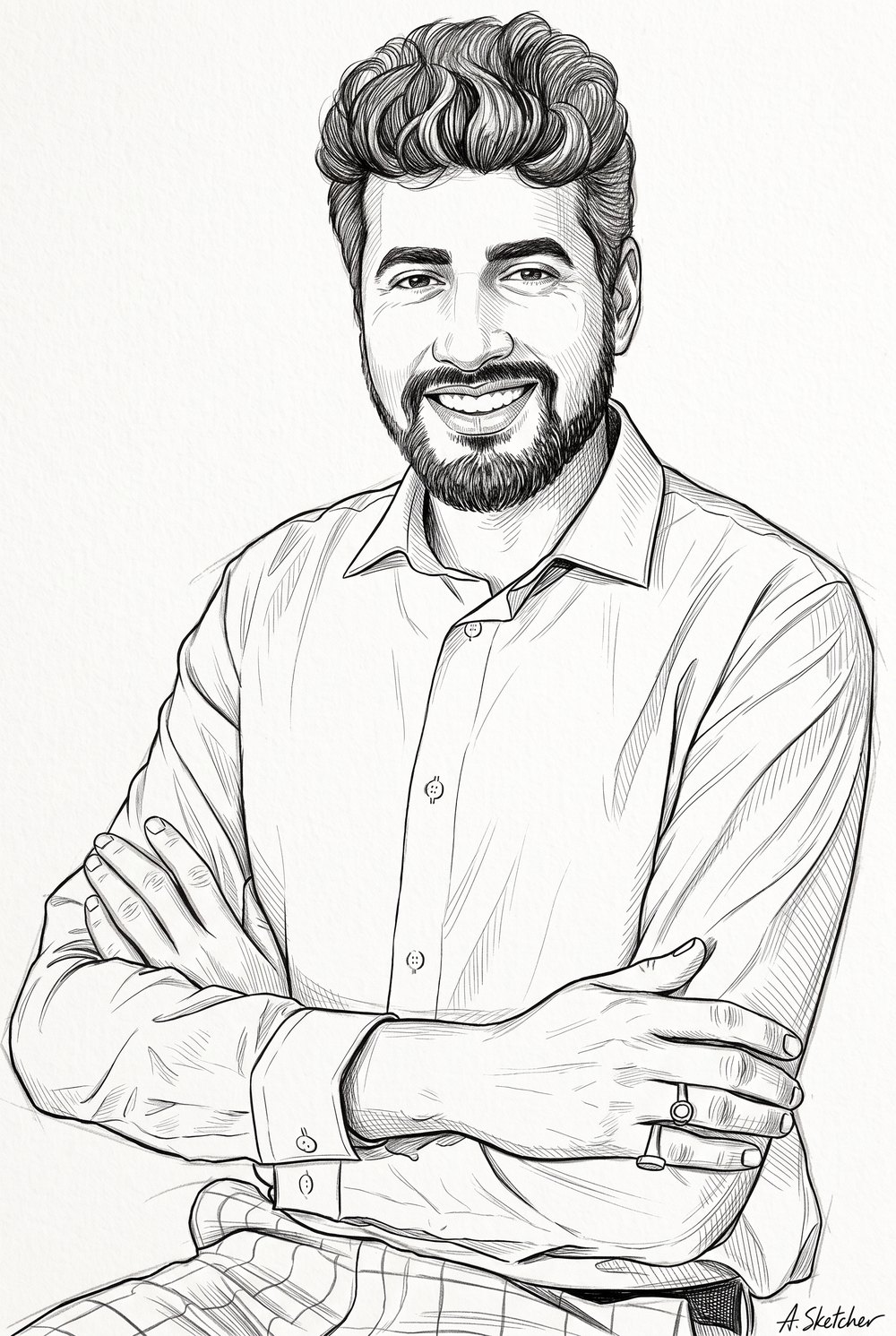 Hand-drawn sketch of Ashish Kulshrestha, founder of The Clear Picture