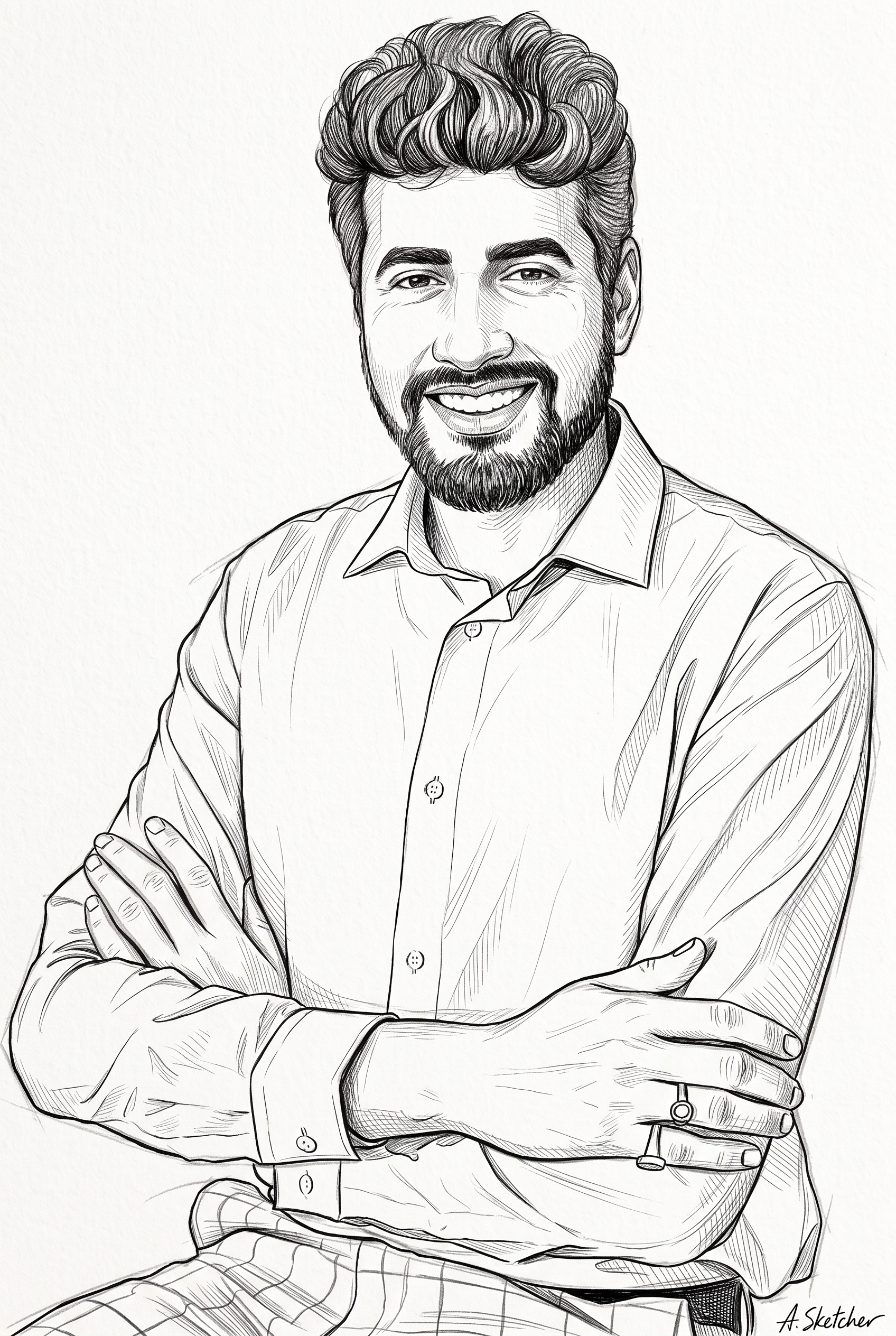 Hand-drawn sketch of Ashish Kulshrestha, founder of The Clear Picture